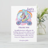 Meisjes Rolschaatsen paarse Verjaardag Bedankkaart (Staand voorkant)