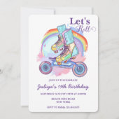 Meisjes Rolschaatsen paarse Verjaardagsfeestje Kaart (Voorkant)