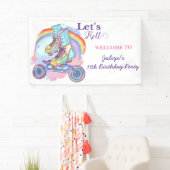 Meisjes Rolschaatsen paarse Verjaardagsfeestje Spandoek (Insitu)
