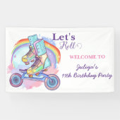 Meisjes Rolschaatsen paarse Verjaardagsfeestje Spandoek (Horizontaal)