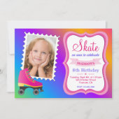 Meisjes Rolschaatsen Roze Schaats Verjaardagsfeest Kaart (Voorkant)