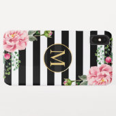 Meisjes Romantic Floral Black White Stripes Monogr Case-Mate iPhone Case (Achterkant (horizontaal))