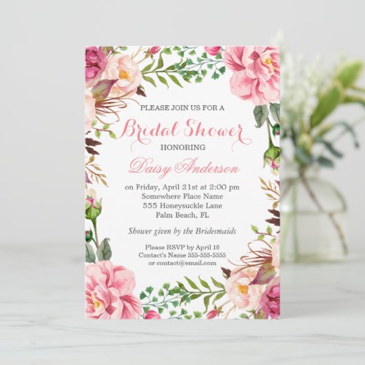 Meisjes Romantische Floral Wrap Wedding Vrijgezell Kaart (Staand voorkant)