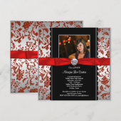 Meisjes Rood en Zwart Foto Afstuderen Aankondiging (Voorkant / Achterkant)