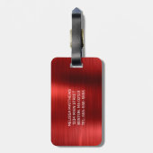 Meisjes rood strijken Glitter Brush Metal Monogram Bagagelabel (Achterkant verticaal)