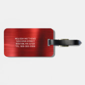 Meisjes rood strijken Glitter Brush Metal Monogram Bagagelabel (Achterkant horizontaal)