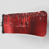 Meisjes rood strijken Glitter Brush Metal Monogram Golfheadcover (Voorkant)