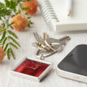 Meisjes rood strijken Glitter Brush Metal Monogram Sleutelhanger (Zijkant)