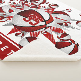 Meisjes rood wit basketballen sterren gepersonalis sherpa deken