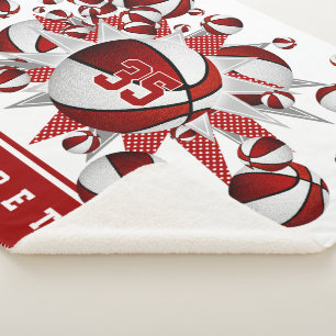 Meisjes rood wit basketballen sterren gepersonalis sherpa deken