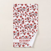 Meisjes rood wit voetballen atletisch afstudeerder bad handdoek (Handdoek)