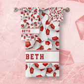 Meisjes rood wit voetballen atletisch afstudeerder bad handdoek