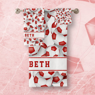 Meisjes rood wit voetballen atletisch afstudeerder bad handdoek