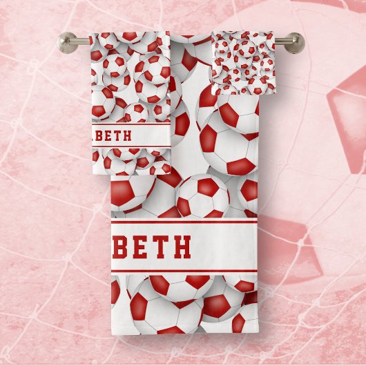 Meisjes rood wit voetballen atletisch afstudeerder bad handdoek