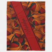 Meisjes rood zwart basketbal patroon gepersonalise fleece deken (Voorkant)