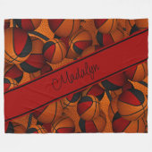 Meisjes rood zwart basketbal patroon gepersonalise fleece deken (Voorkant (Horizontaal))