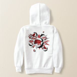 Meisje's rood zwart basketballen sterren monogram