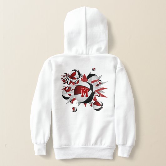 Meisje's rood zwart basketballen sterren monogram (Laag Achter)