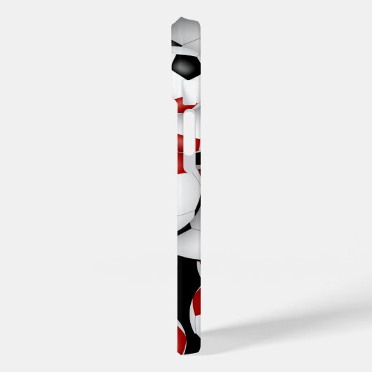 Meisjes rood zwart voetballen patroon monogram Case-Mate iPhone case (Achterkant / Links)