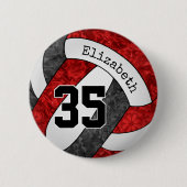 Meisjes rood zwart volleybal team kleuren op maat ronde button 5,7 cm (Voorkant)