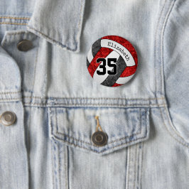 Meisjes rood zwart volleybal team kleuren op maat ronde button 5,7 cm