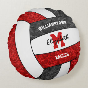 Meisjes rood zwart volleybal team kleuren rond kussen