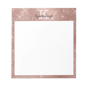 Meisjes Roos Glam Glitter Sparkle Monogram Notitieblok