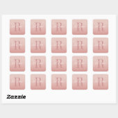 Meisjes Roos Gold Blush Roze Monogram Naam Vierkante Sticker (Vel)