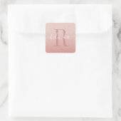 Meisjes Roos Gold Blush Roze Monogram Naam Vierkante Sticker (Tas)