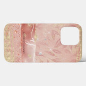 Meisjes Roos Gold Glitter Jewel Foliage Script Nam Case-Mate iPhone Case (Achterkant (horizontaal))