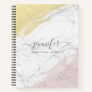 Meisjes Roos Gold Monogram gepersonaliseerde marme Notitieboek