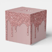 Meisjes Roos Gold Sparkle Glitter Driemonogram Bedankdoosjes (Achterkant)