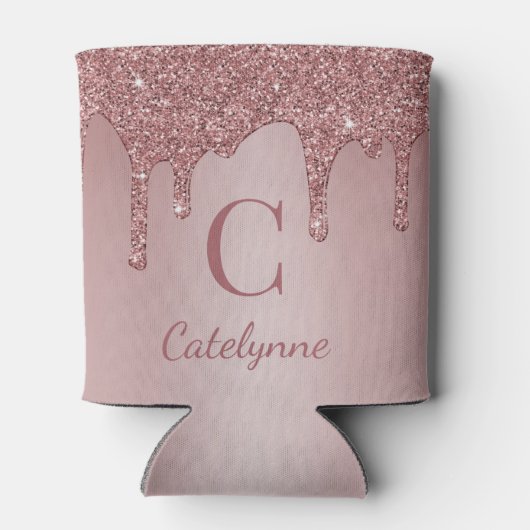 Meisjes Roos Gold Sparkle Glitter Driemonogram Blikjeskoeler (Achterkant)