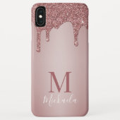 Meisjes Roos Gold Sparkle Glitter Driemonogram Case-Mate iPhone Case (Achterkant)