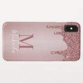 Meisjes Roos Gold Sparkle Glitter Driemonogram Case-Mate iPhone Case (Achterkant (horizontaal))