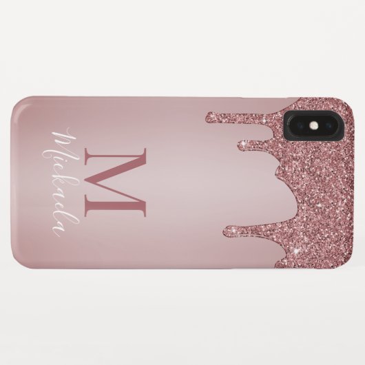 Meisjes Roos Gold Sparkle Glitter Driemonogram Case-Mate iPhone Case (Achterkant (horizontaal))
