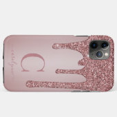 Meisjes Roos Gold Sparkle Glitter Driemonogram Case-Mate iPhone Case (Achterkant (horizontaal))