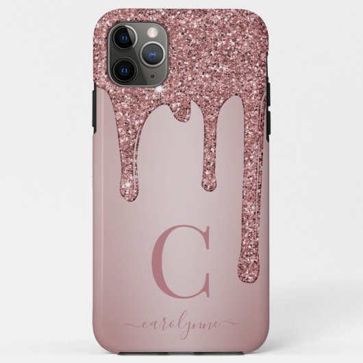 Meisjes Roos Gold Sparkle Glitter Driemonogram Case-Mate iPhone Case (Achterkant)