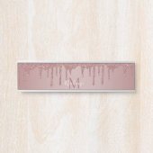 Meisjes Roos Gold Sparkle Glitter Driemonogram Deurbordje (Voorkant)