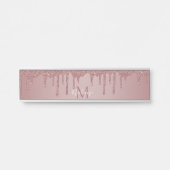 Meisjes Roos Gold Sparkle Glitter Driemonogram Deurbordje (Voorkant)