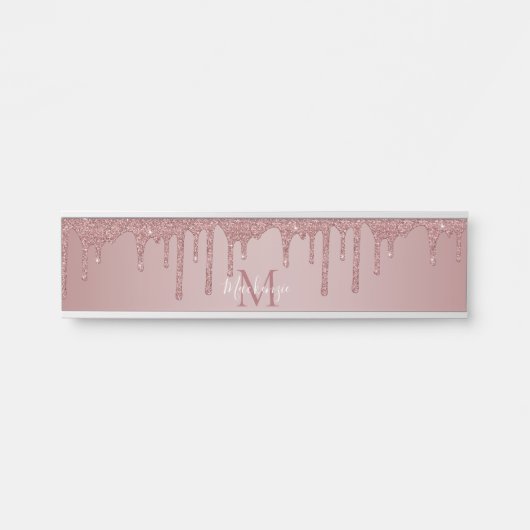 Meisjes Roos Gold Sparkle Glitter Driemonogram Deurbordje (Voorkant)