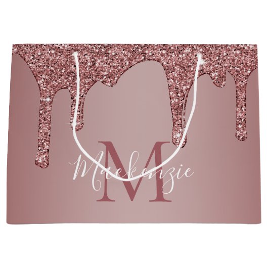 Meisjes Roos Gold Sparkle Glitter Driemonogram Groot Cadeauzakje (Voorkant)