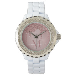 Meisjes Roos Gold Sparkle Glitter Driemonogram Horloge
