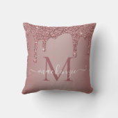 Meisjes Roos Gold Sparkle Glitter Driemonogram Kussen (Achterkant)