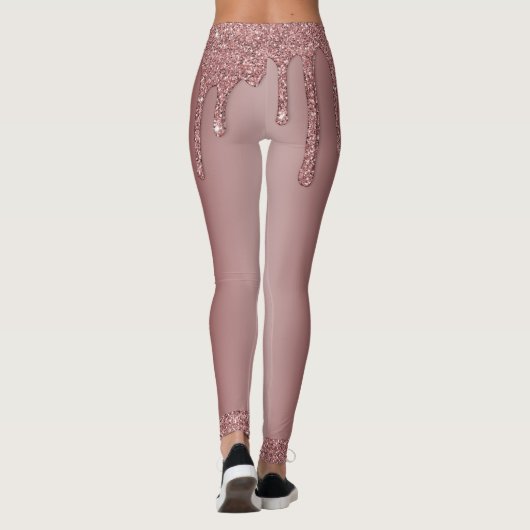 Meisjes Roos Gold Sparkle Glitter Driemonogram Leggings (Achterkant)