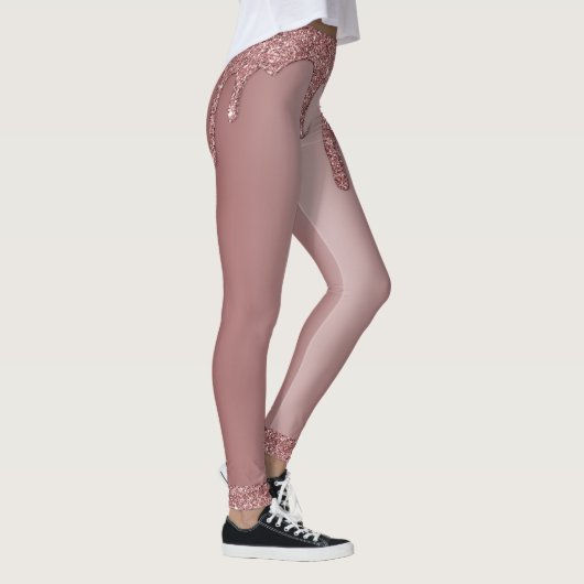 Meisjes Roos Gold Sparkle Glitter Driemonogram Leggings (Rechts)