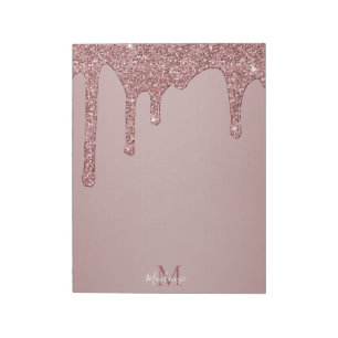 Meisjes Roos Gold Sparkle Glitter Driemonogram Notitieblok