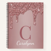 Meisjes Roos Gold Sparkle Glitter Driemonogram Notitieboek (Voorkant)
