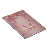 Meisjes Roos Gold Sparkle Glitter Driemonogram Notitieboek (Rechterzijde)