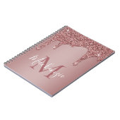Meisjes Roos Gold Sparkle Glitter Driemonogram Notitieboek (Linkerzijde)